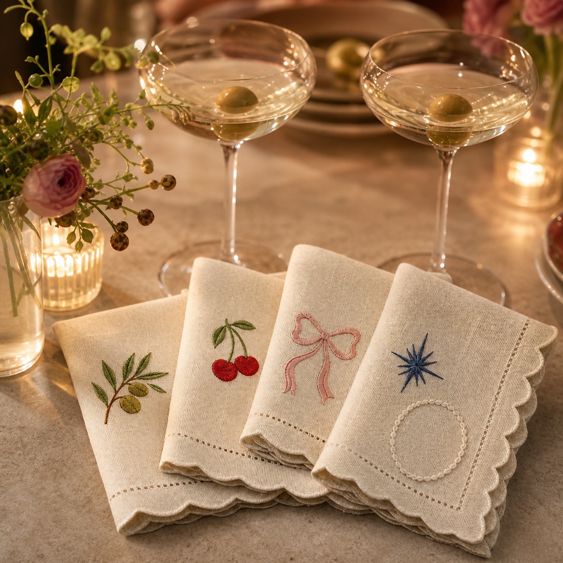 Bestickte Cocktailservietten »Supper Club« – Detailansicht 5