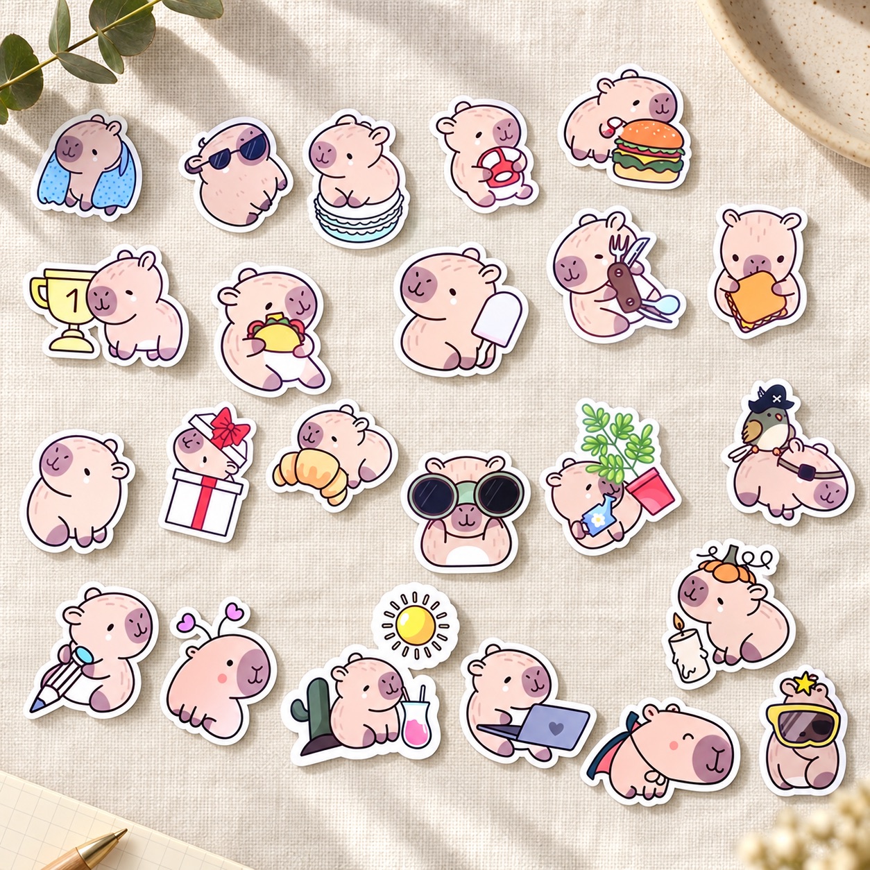 Sticker-Set »Capybara-Pause« – ergänzende Ansicht 1 – Dekoration außerhalb des Produkts nicht enthalten