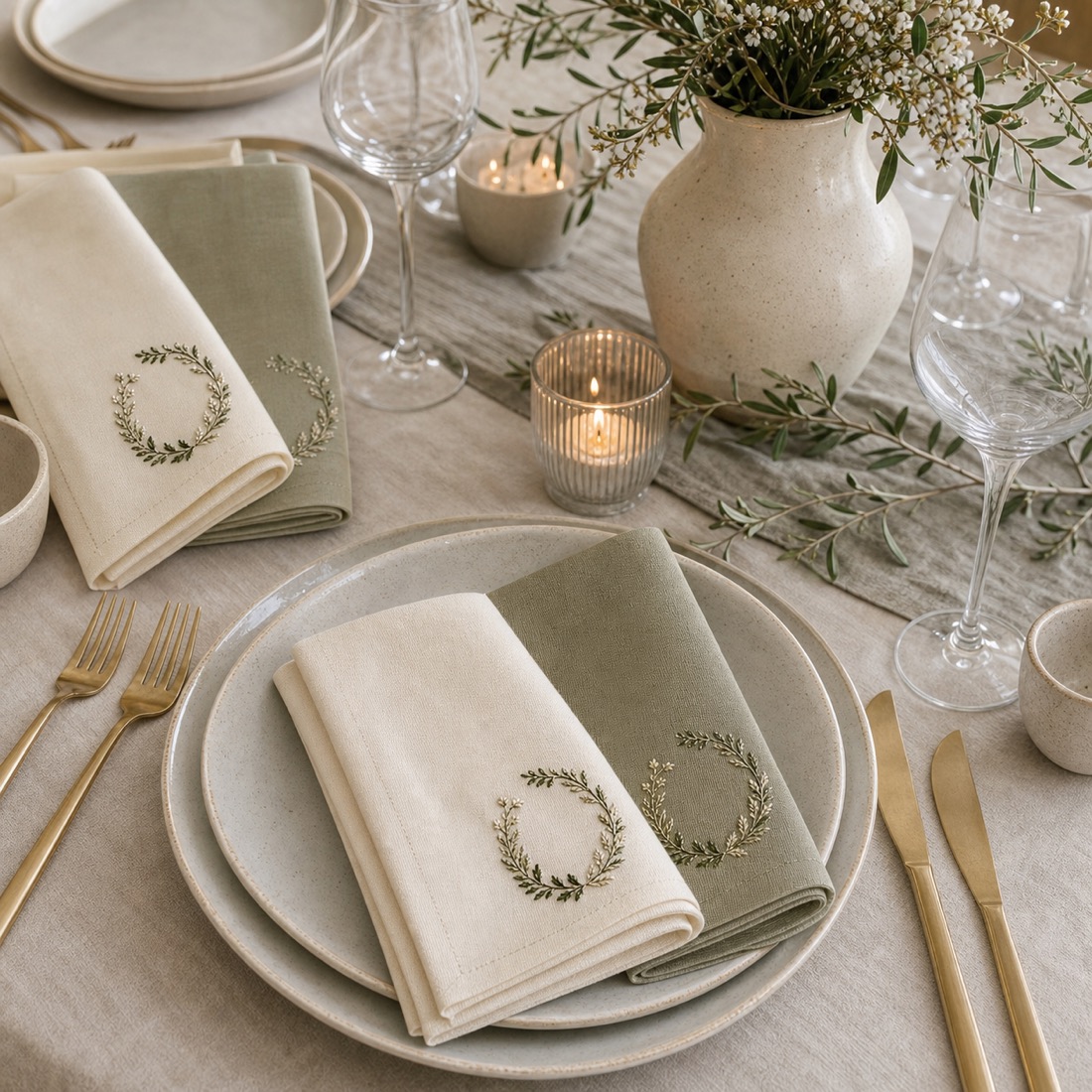 Leinenservietten mit Monogramm – Detailansicht 5