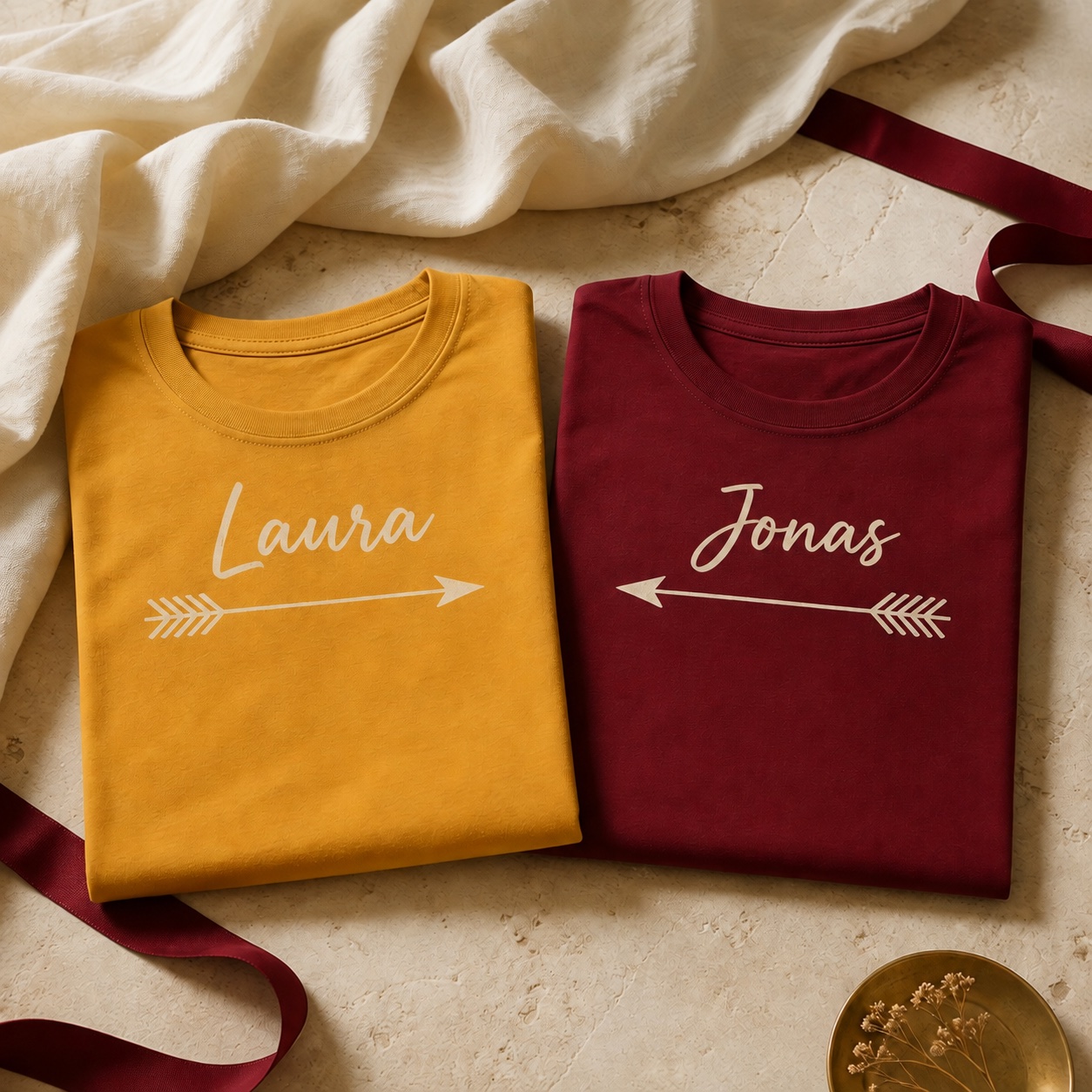 Partner-Shirt-Set »Bei dir« – Atelier-Edition mit beispielhafter Personalisierung
