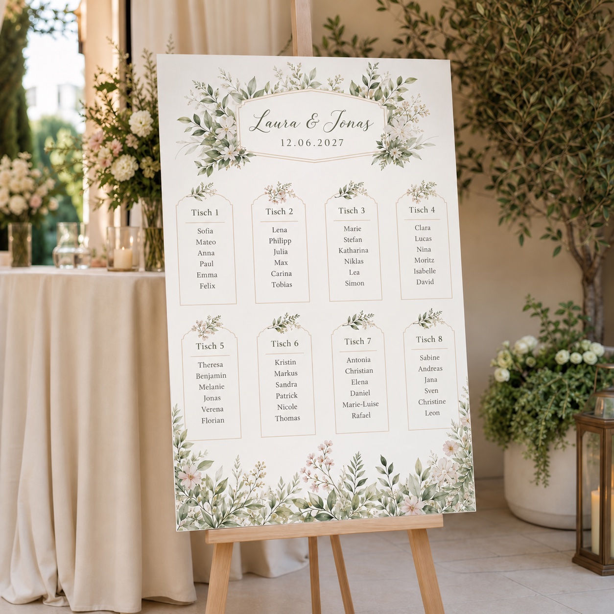 Sitzplan »Botanischer Garten« mit beispielhafter Personalisierung